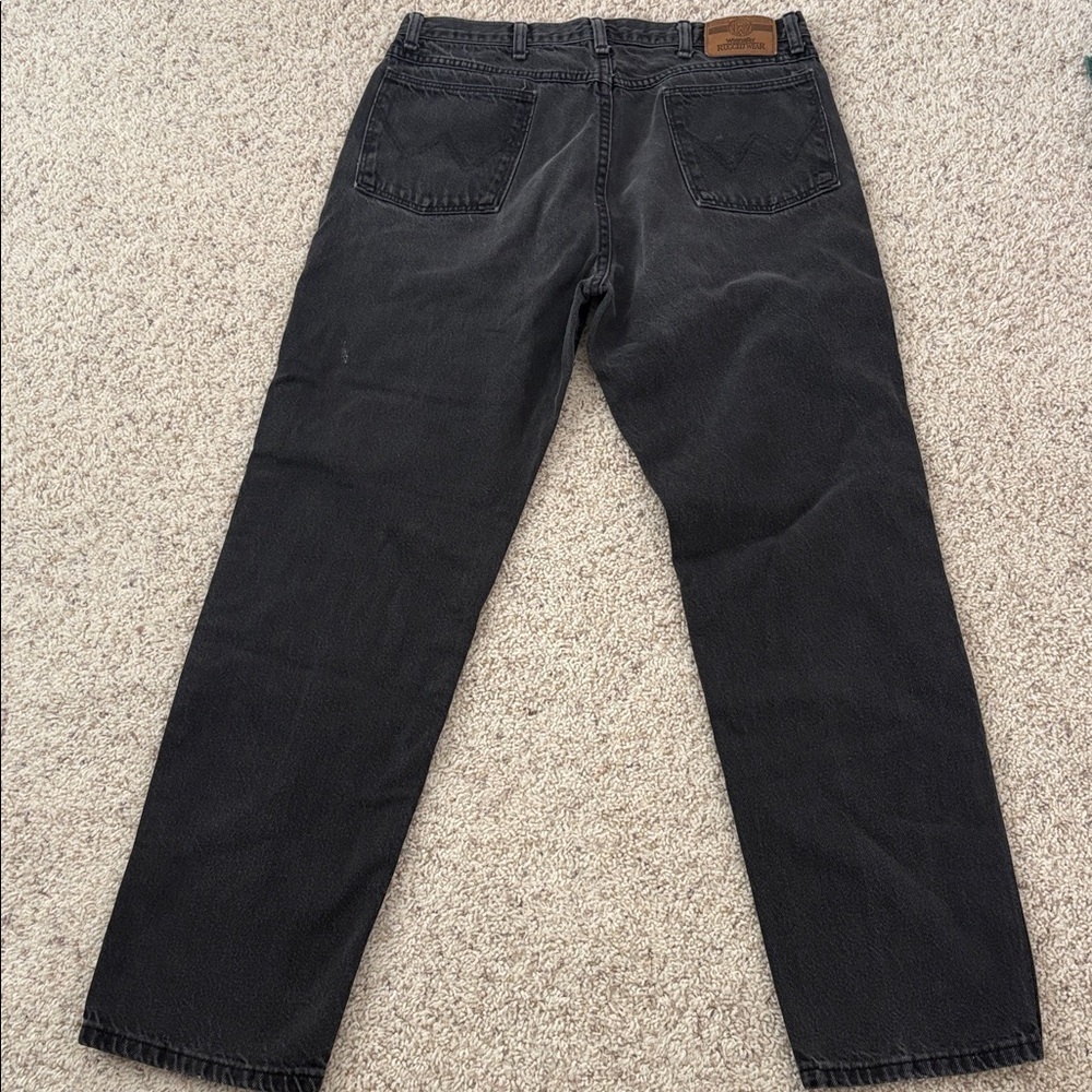 VINTAGE Wrangler Black Dark Denim Jeans 34” waist - Picture 3 of 6
